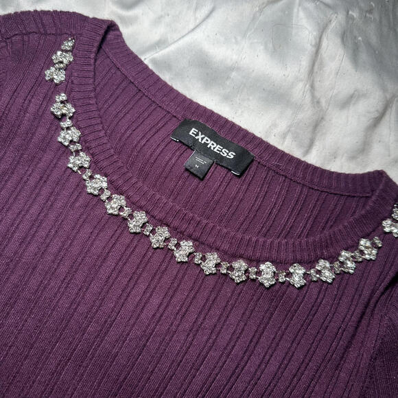 Express Embellished Ribbed Sweater - Picture 4 of 7